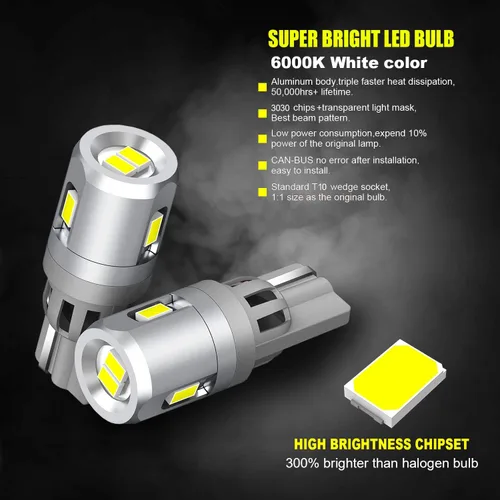 Miniatura 4 de Bombillas LED blancas de alto rendimiento 5GS 1:1 3030-5SMD 194 168 2825 W5W T10 Brgiht White
