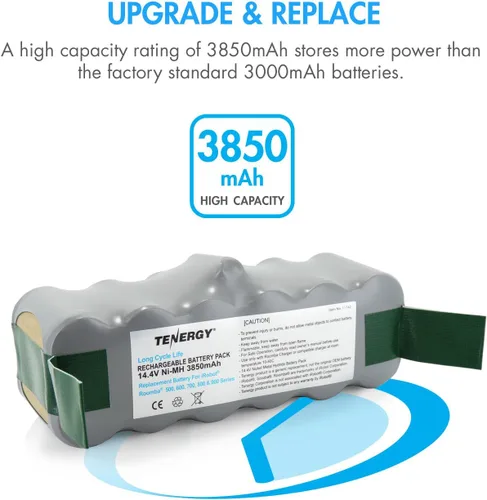 Miniatura 3 de Tenergy Nueva batería NiMH de 1000 ciclos 14.4V 3850mAh NiMH para iRobot Roomba 800 700 600 500 Series, baterías de repuesto recargables al vacío, 4