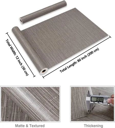 Miniatura 8 de CRE8TIVE Papel tapiz marrón topo para despegar y pegar de 12 x 80 pulgadas, papel tapiz de tela de hierba tejida sintética, extraíble, autoadhesivo