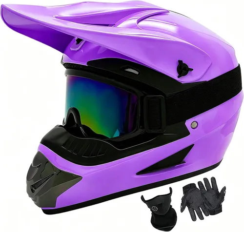 Miniatura 21 de Cascos de motocross para jóvenes, aprobados por DOT, motocross, ATV, todoterreno, cuatro ruedas, cascos de motocicleta BMX con gafas, guantes