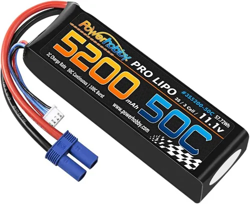 Miniatura 3 de PowerHobby 3S 11.1V 5200mAh 50C Lipo Batería con EC5 Plug 3-Cell Fits Vaterra ECX ProBoat Zelos 36" Veles 29" UL-19 30" Losi Super Baja Rey LST