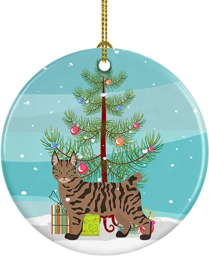 Miniatura 117 de Caroline's Treasures Adorno de cerámica con texto en inglés "Merry Christmas" para colgar en el árbol de Navidad, decoración para el hogar, Navidad