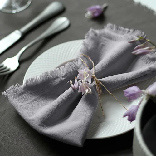 Miniatura 14 de Servilletas de tela hechas a mano 100% de algodón con flecos, delicadas servilletas de tela hechas a mano para cenas, fiestas, bodas y más, 18 x 18