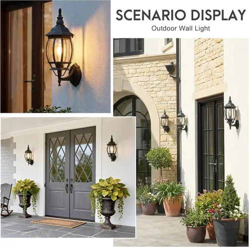 Miniatura 5 de Paquete de 2 lámparas de aluminio impermeables para exteriores, luces de porche exteriores, apliques de pared al aire libre, luces de porche