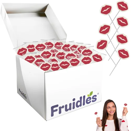 Miniatura 9 de Fruidles Piruleta de tatuaje de labios rojos de San Valentín, media libra, piruleta en forma de labio blanco con labios rojos, caramelo envuelto