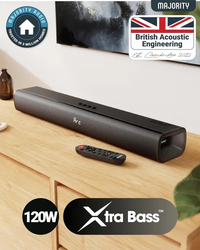 Miniatura 5 de Majority Barra de sonido de TV Bluetooth de 120 W para Smart TV, 24 pulgadas, 2.1 canales, sonido 3D con subwoofer integrado, control