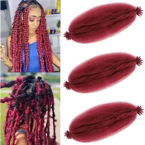 Miniatura 41 de Cabello afro trenzado elástico color marrón claro de 16 pulgadas, paquete de 3 T27, cabello afro preesponjado y trenzado elástico, cabello afro