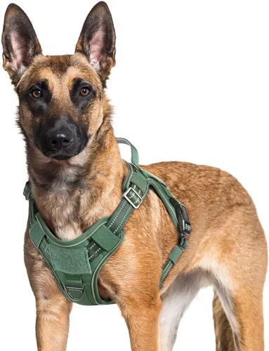 Miniatura 55 de rabbitgoo - Arnés para perros pequeño sin tirones, chaleco táctico de servicio con Molle y asa de control, arnés militar ajustable y reflectante