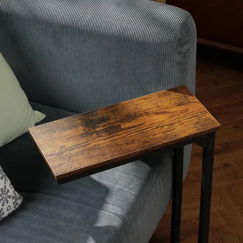 Miniatura 7 de DALEMHOME Mesa auxiliar en forma de C, mesa de sofá que se desliza por debajo, mesa auxiliar pequeña para sofá, sofá y cama, bandejas de TV juego