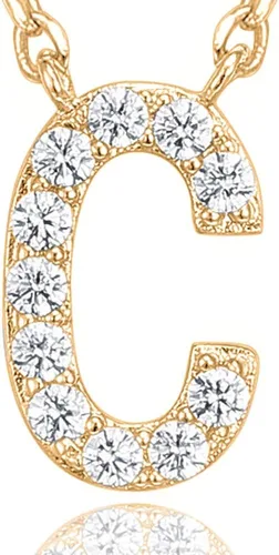 Miniatura 35 de PAVOI 14K White Gold Plated Cubic Zirconia Initial Necklace Letter Dainty Necklaces for Women