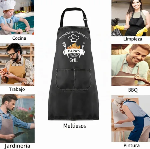Miniatura 4 de VAMSII Delantal de parrilla de Papa Everything Tastes Better Off Papa's Grill Delantal divertido regalo para amantes de la parrilla, delantal de chef