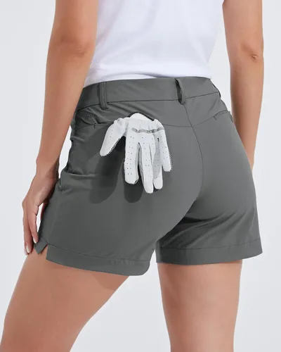 Miniatura 27 de Willit Pantalones cortos de golf de 4.5 pulgadas para mujer, de secado rápido, casuales, con bolsillos, resistentes al agua
