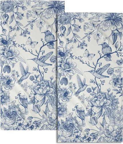 Miniatura 58 de Juego de 2 toallas de mano para el 4 de julio, 14 x 28 pulgadas, diseño patriótico de hojas florales rojas y azules, absorbentes y suaves