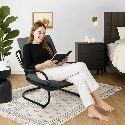 Miniatura 4 de Peace nest Silla decorativa moderna, sillón tapizado suave con marco de metal resistente, cómoda silla de descanso para sala de estar, dormitorio