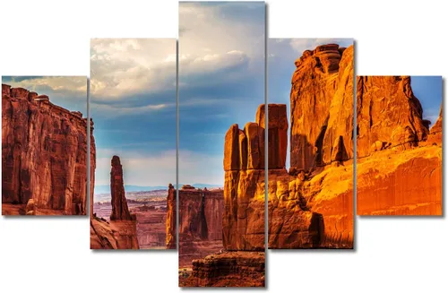 Miniatura 74 de TUMOVO Lienzo decorativo para pared de sala de estar, 5 paneles de naturaleza, Alaska, Estados Unidos, autopista alrededor de montañas, paisaje