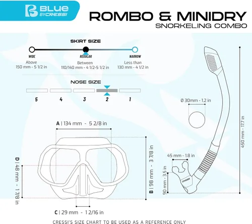 Miniatura 5 de Cressi Kit de snorkel para niños (máscara y esnórquel) para niños de 6 a 10 años - Rombo & Mini Dry: Diseñado en Italia