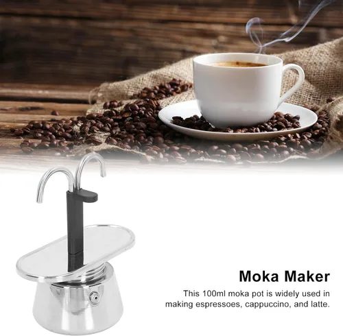 Miniatura 2 de TOPINCN Olla de moka de doble tubo de 3.4 fl oz, cafetera cubana para hacer expresos, capuchino y café con leche, tazas y tazas de té, tazas