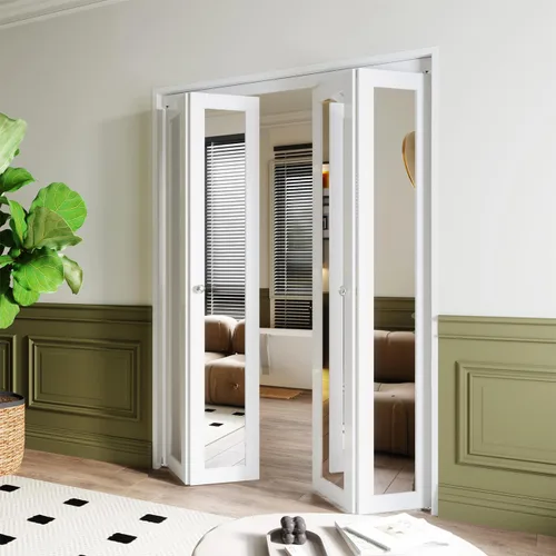 Miniatura 14 de BARNER HOME Puertas plegables, puertas de armario con espejo completo para abertura de 48" (doble 24") x 80", puerta plegable interior para despensa