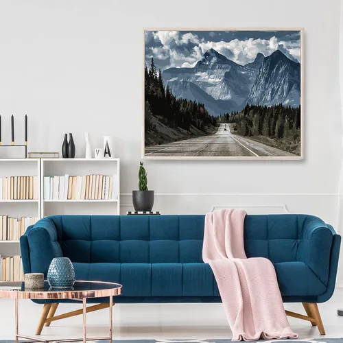 Miniatura 2 de RAOHEVU Kit de pintura por números para adultos principiantes – "Camino a las montañas" Kits de pintura por números (16 x 20 pulgadas) con pintura