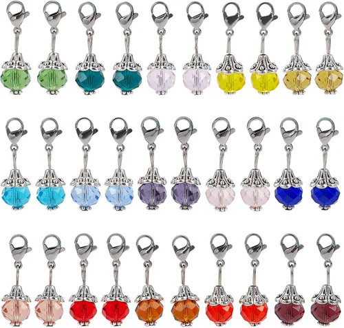 Miniatura 23 de SUNNYCLUE 1 caja de 50 marcadores de puntada de ganchillo marcadores de punto esmaltado mariposa encantos clip en cierre de langosta extraíble 50