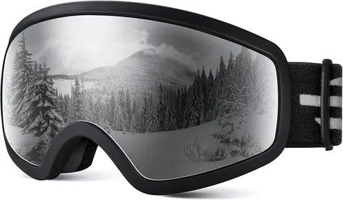 Miniatura 14 de Gafas de esquí para niños, gafas de esquí de nieve para niños, jóvenes, adolescentes, niños y niñas de 5 a 14 años 03.white con lente plateada