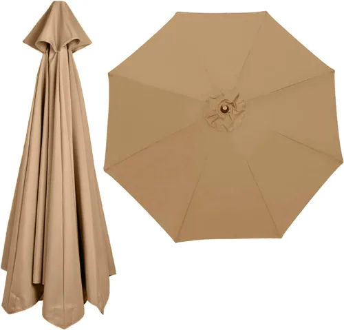 Toldo de repuesto para sombrilla de 6.5 pies/9 pies/10 pies, toldo de repuesto para sombrilla de patio, 6 varillas/8 varillas, cubierta superior de
