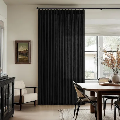 Miniatura 47 de TWODRAPES Cortinas de Lino Plisadas con Pinza Beige Blancas de 54 Pulgadas de Largo 2 Paneles para Comedor Cocina Dormitorio Plisadas Semi
