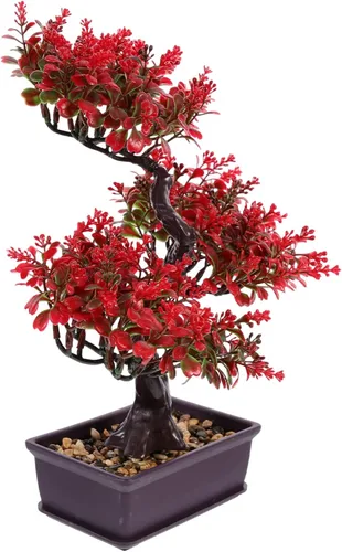 Miniatura 10 de Cabilock Árbol de bonsái artificial, decoración de bonsái artificial, modelo de planta verde artificial, planta en maceta para el hogar, mesa, Rosa