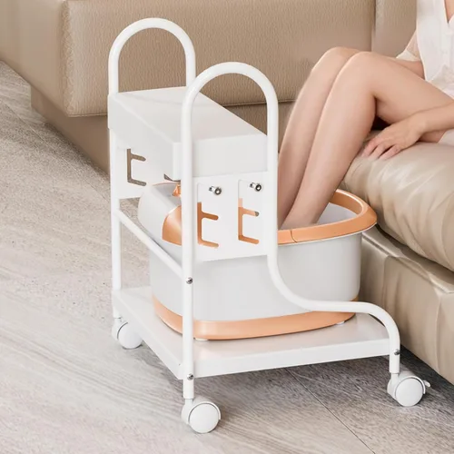 OmySalon Carrito de pedicura, carrito de baño de pies, carrito de salón de altura ajustable con cojín de poliuretano, carrito portátil para manicura