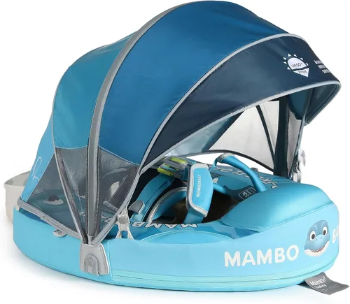 Miniatura 14 de Mambobaby Flotador con toldo y cola para bebé, flotador de piscina no inflable, flotador sólido para bebé, ángel suave, impermeable