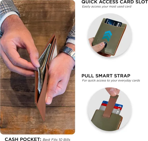 Miniatura 16 de SERMAN BRANDS RFID Blocking Slim Bifold Genuine Leather Thin Minimalist Front Pocket Wallets for Men Billfold Wallet Men Gift