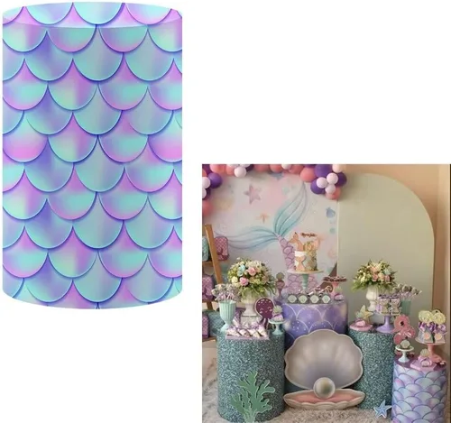 Miniatura 8 de Fundas cilíndricas de color rosa pastel para fiestas, cubierta de pedestal, sirena para niñas, regalos de fiesta de cumpleaños, baby shower, boda