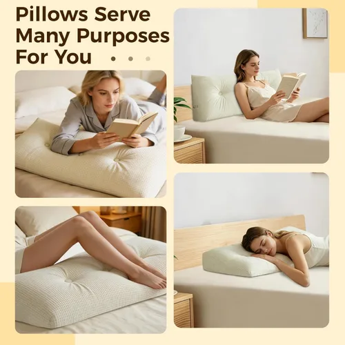 Miniatura 4 de Almohada triangular grande para cabecera de dormitorio universitario, almohadas de cuña para cama individual XL, cojín lumbar para cabecero, cojín