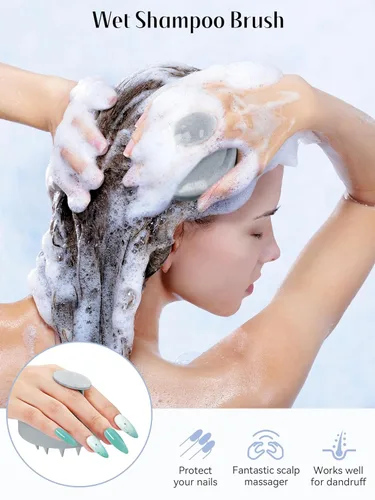Miniatura 3 de HEETA Masajeador de cuero cabelludo para el crecimiento del cabello, cepillo exfoliante de champú de silicona suave para exfoliación, eliminación