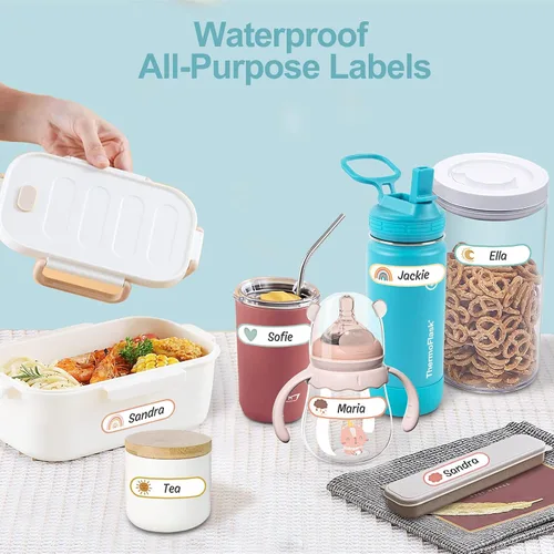 Miniatura 7 de Etiquetas adhesivas para biberones para guardería, etiquetas de nombre impermeables, autolaminadas, etiquetas personalizadas para niños, etiquetas