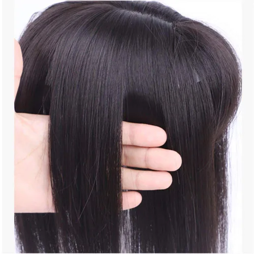 Miniatura 4 de RemeeHi - Peluca sintética de aspecto natural para cabello fino, con clip y flecos 3D, 14 pulgadas, color negro y marrón Negro Marrón