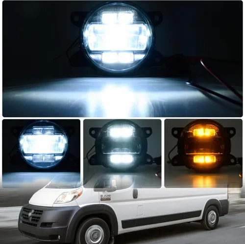 Miniatura 3 de Conjunto de lámpara antiniebla LED de repuesto para Ram Promaster 1500 2500 3500 2014-2023 Switchback ámbar blanco DRL Lámparas de conducción