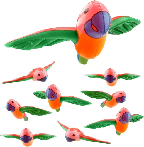 Paquete de 8 loro inflables, lindos loro volador realista, pájaros tropicales inflados para verano hawaiano, temática tropical, playa, piscina,