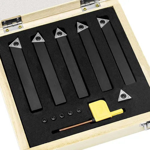 Miniatura 9 de Juego de soporte de insertos de torneado de carburo indexable de 1/2 "para tornos de mecanizado, juego de 5 piezas de herramientas de torno de metal