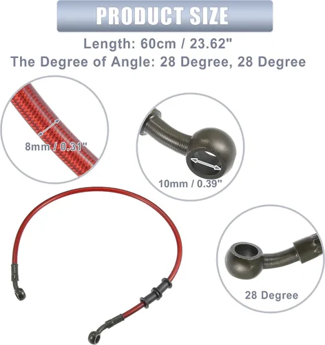 Miniatura 5 de X AUTOHAUX 23.6 in 23.62" Longitud 0.394 in ID motocicleta freno hidráulico manguera tubo tubo de manguera de acero inoxidable 28° cable trenzado