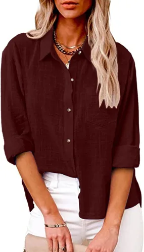 Miniatura 2 de SMIDOW Camisa de algodón y lino con botones para mujer