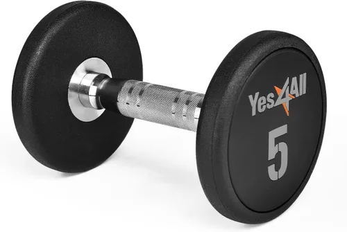 Yes4All Mancuerna de uretano con mango moleteado antideslizante de 5 a 50 libras para construcción muscular, se vende individualmente