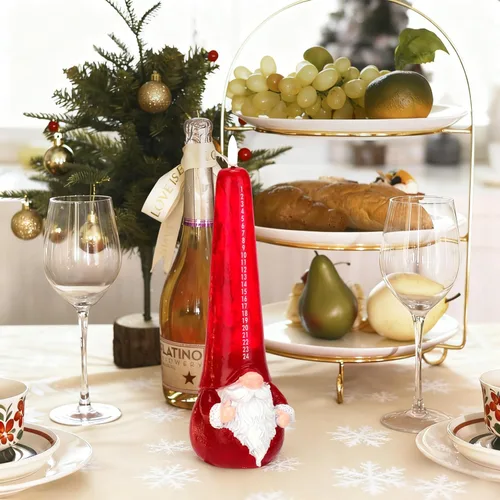 Miniatura 7 de Velas de Navidad sin llama con cuenta regresiva y control remoto, vela de Santa de llama parpadeante 3D operada por batería LED de calendario