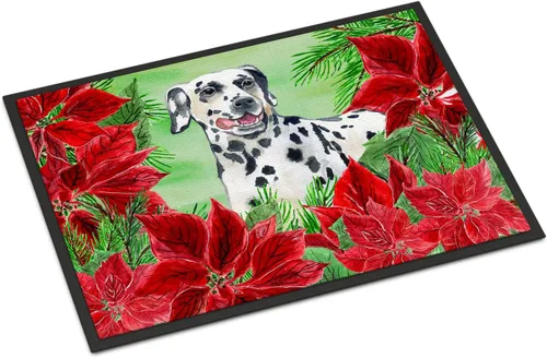 Miniatura 181 de Caroline's Treasures CK1311MAT Cavalier Spaniel Poinsettas - Felpudo de 18 x 27 pulgadas, tapete para puerta delantera, interior y exterior