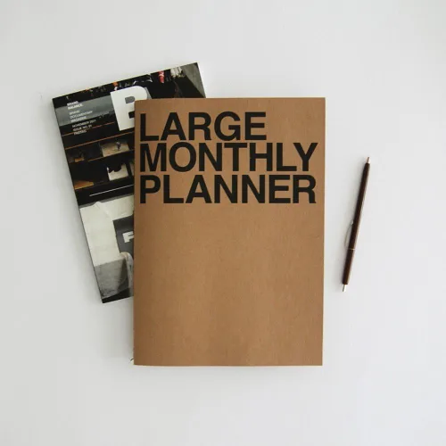 Miniatura 5 de JSTORY Juego de 2 planificadores mensuales grandes, encuadernados con puntadas, planas, para todo el año, cubierta flexible, organizador