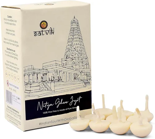 Miniatura 7 de SATVIK Pure Ghee Mechas – 30 piezas en 1 caja de mechas de algodón Hasta 30 mints de tiempo de combustión Ideal para Pooja hindú – Sin cera