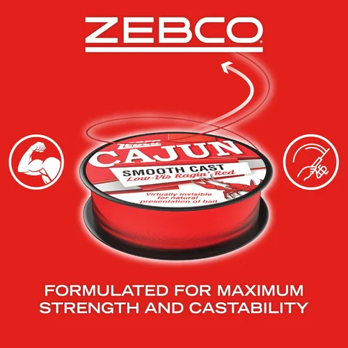 Miniatura 2 de Zebco Cajun Line Smooth Cast Fishing Line, Low Vis Ragin' Red Carrete de cuarto de libra