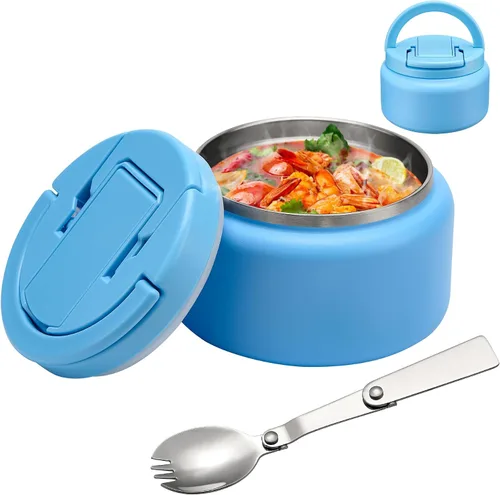 Miniatura 14 de BABHAMNESS Termo para sopa de 13.5 onzas para comida caliente para niños, frasco de comida aislado al vacío con tapa de hebilla, boca ancha a prueba