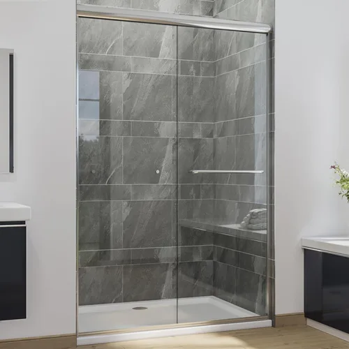 Miniatura 14 de SUNNY SHOWER Puerta de ducha semi sin marco de 60 pulgadas (ancho) x 72 pulgadas (alto), puerta de regadera de vidrio deslizante doble, recinto