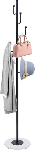 Miniatura 12 de Perchero para ropa de 67 pulgadas con base de almacenamiento y ganchos, perchero resistente para colgar ropa, bolsos, sombreros y zapatos para Dorado